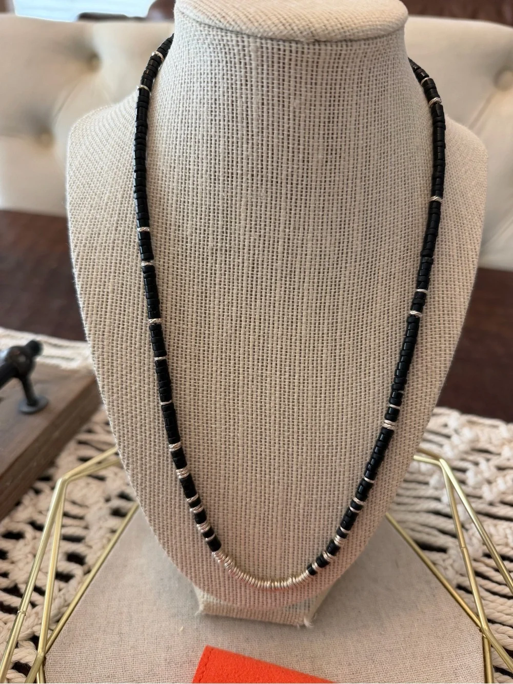 John Hardy Heishi Black Onyx And Sterling Silver 4 mm Beaded Necklace - 22” -NWT